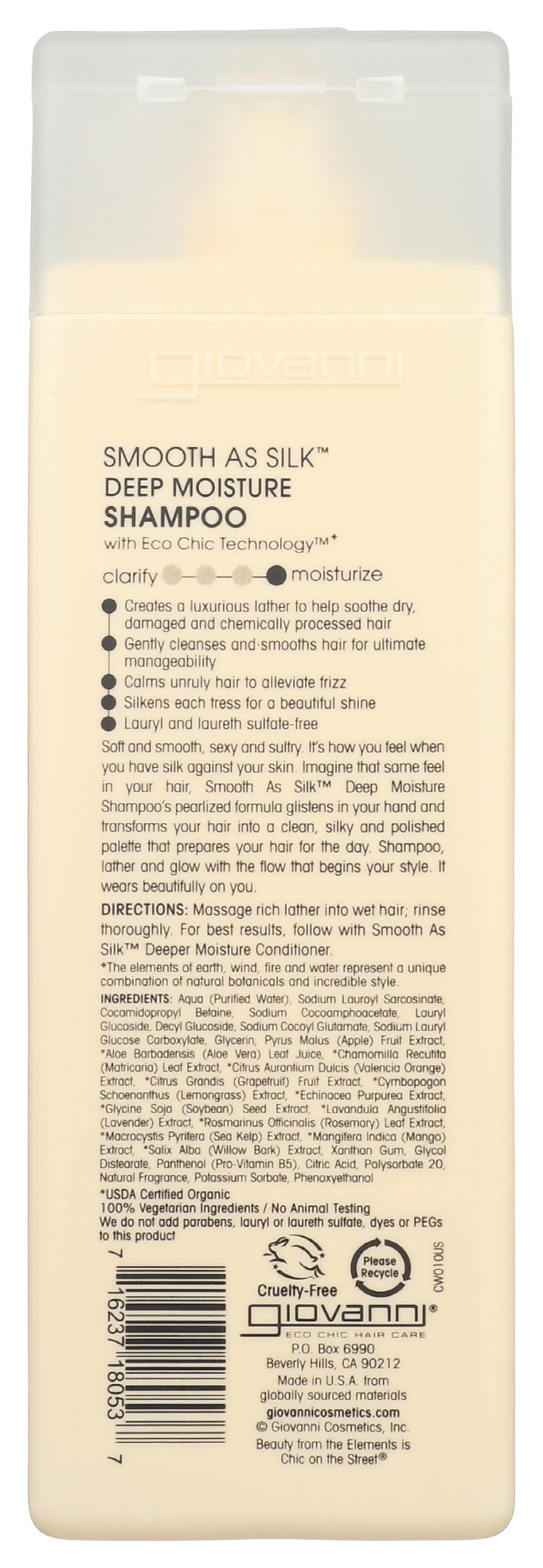 GIOVANNI shampoo texture poured from bottle showing lightweight hydration