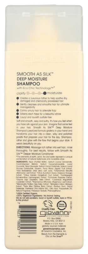 GIOVANNI shampoo texture poured from bottle showing lightweight hydration