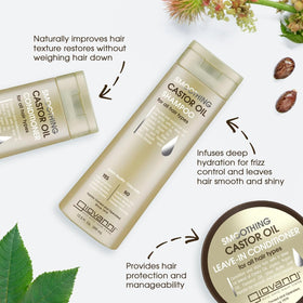 GIOVANNI pump dispensing shampoo texture showing lightweight lather