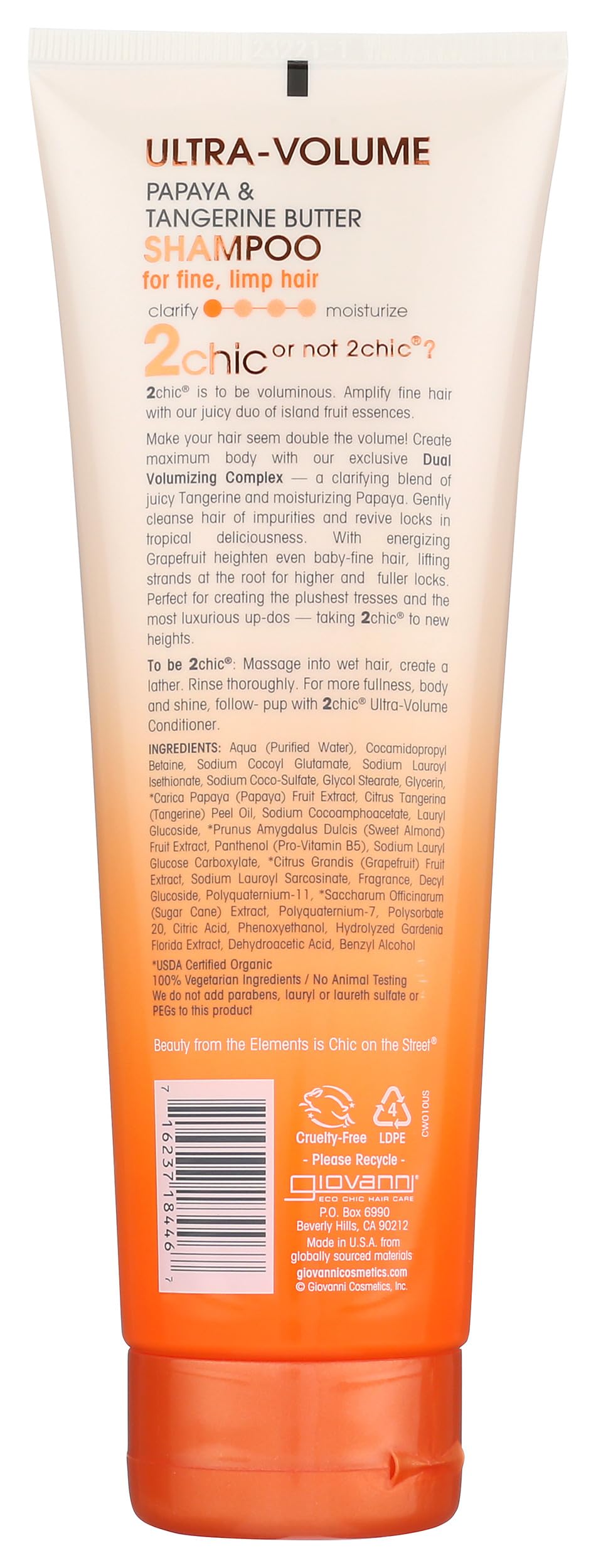 GIOVANNI shampoo foam pouring from bottle illustrating lightweight lather for gentle lift
