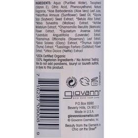 Giovanni spray in hand applying leave-in for detangling and heat protection on hair