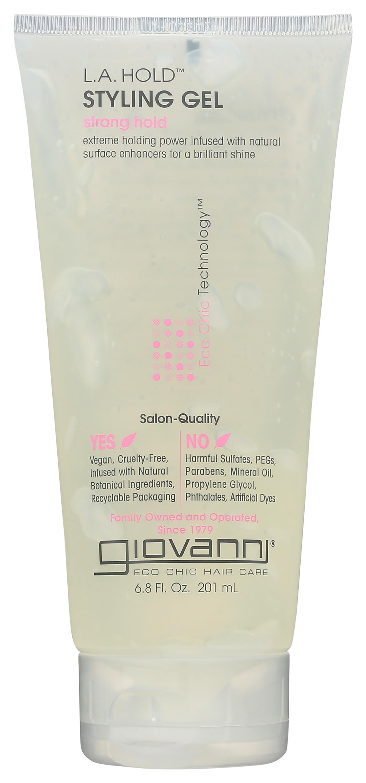 GIOVANNI front packaging showing gel tube and branding, clear eco message
