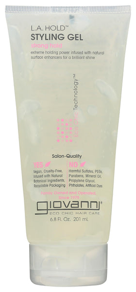GIOVANNI front packaging showing gel tube and branding, clear eco message