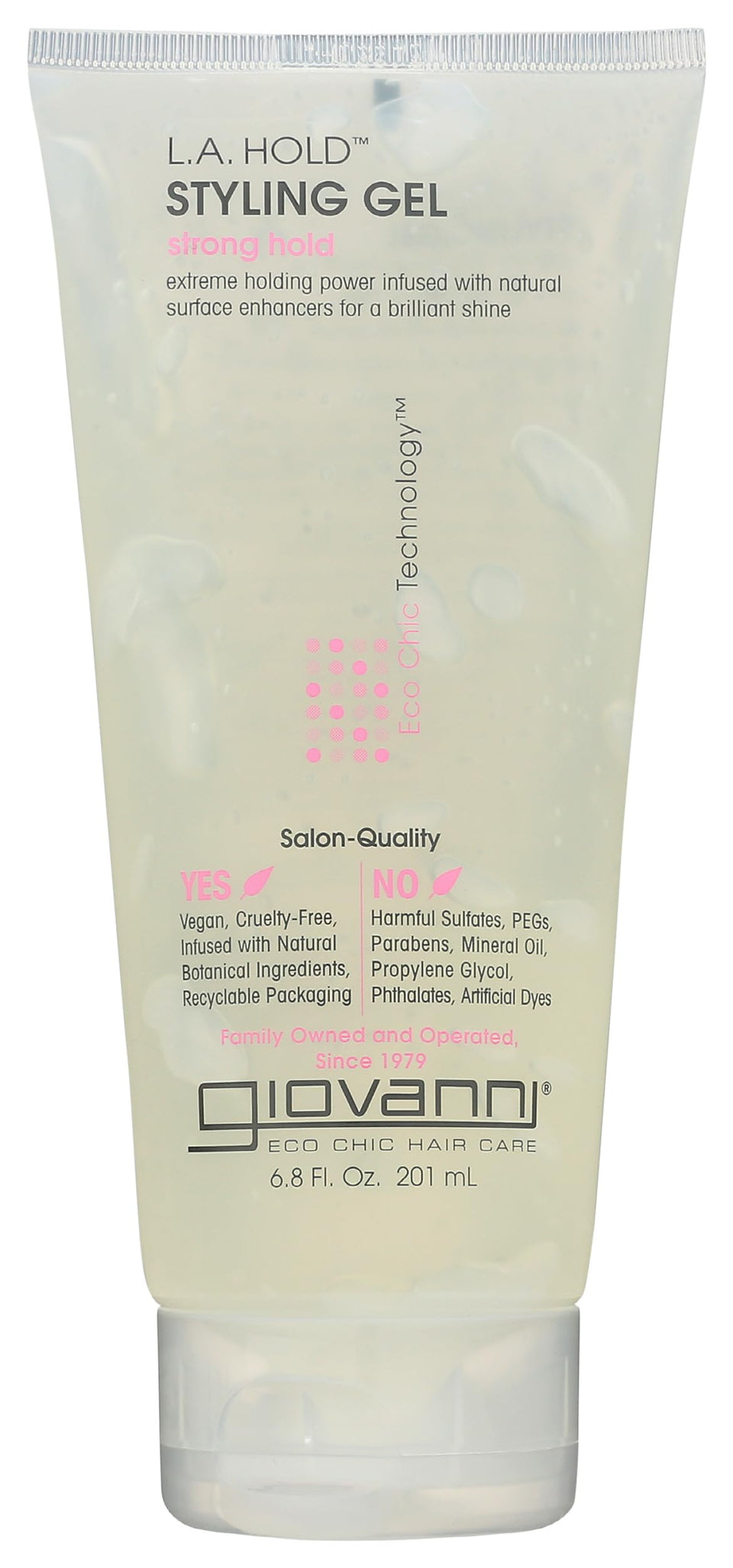 GIOVANNI front packaging showing gel tube and branding, clear eco message
