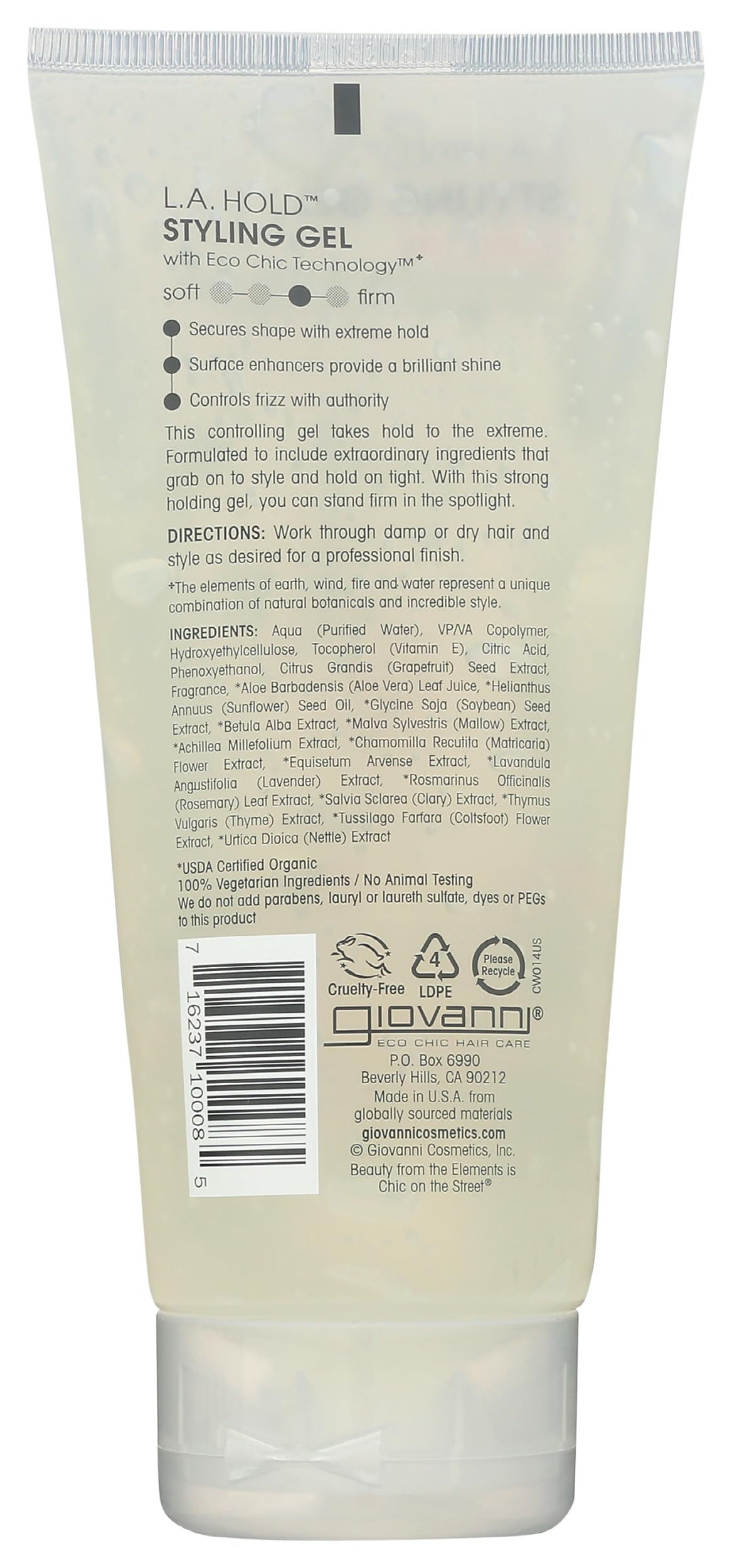 GIOVANNI gel texture close-up demonstrating smooth, non-greasy finish