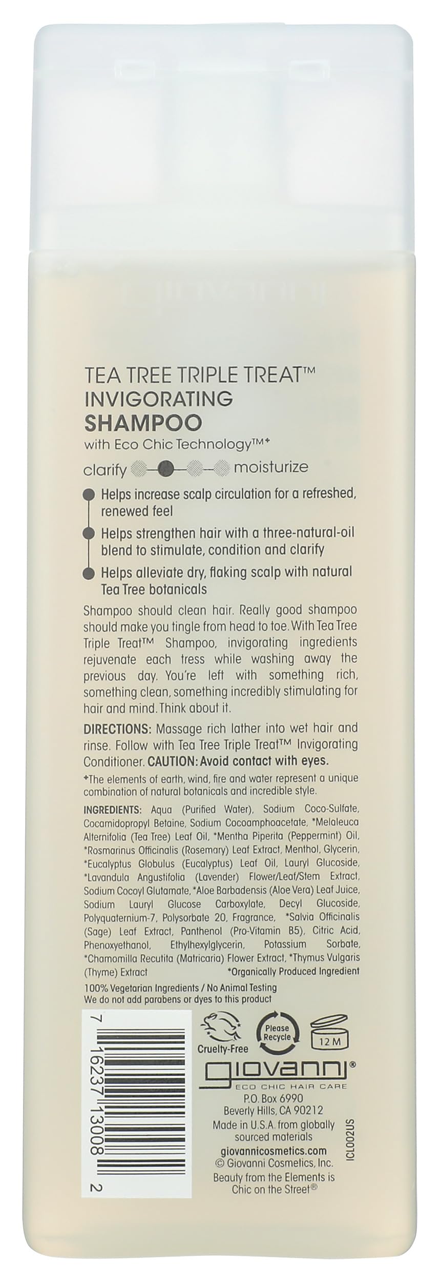 GIOVANNI close-up of pump and ingredient panel highlighting botanical formula benefits