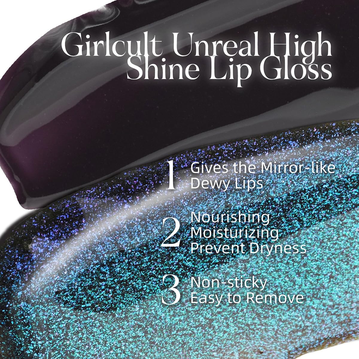GIRLCULT J79 texture close-up showing glossy, non-sticky finish and moisturizing look