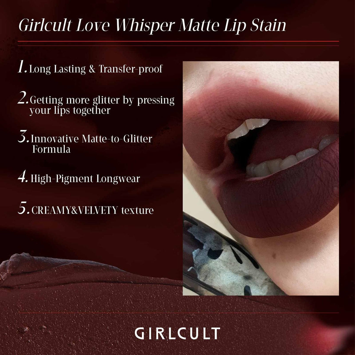 GIRLCULT lips in use showing comfortable matte tint and natural wear look