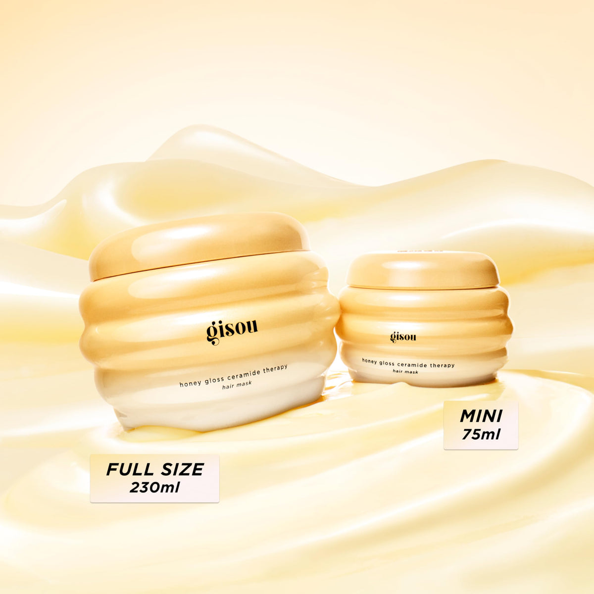 Gisou before and after hair showing increased shine and smoothness