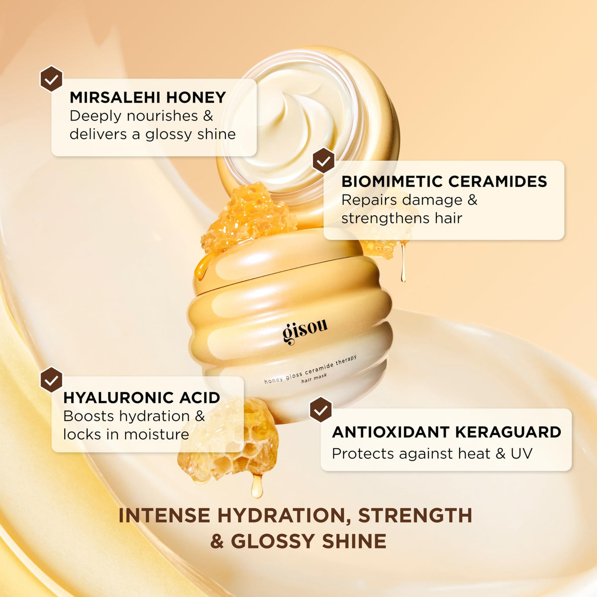 Gisou ceramide detail illustrating repair and strand-strengthening action