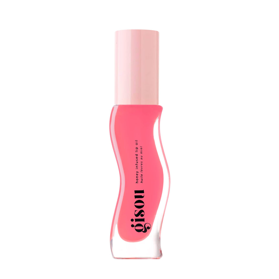 Gisou front packaging Raspberry Swirl showing glossy tinted tube and sheen benefit