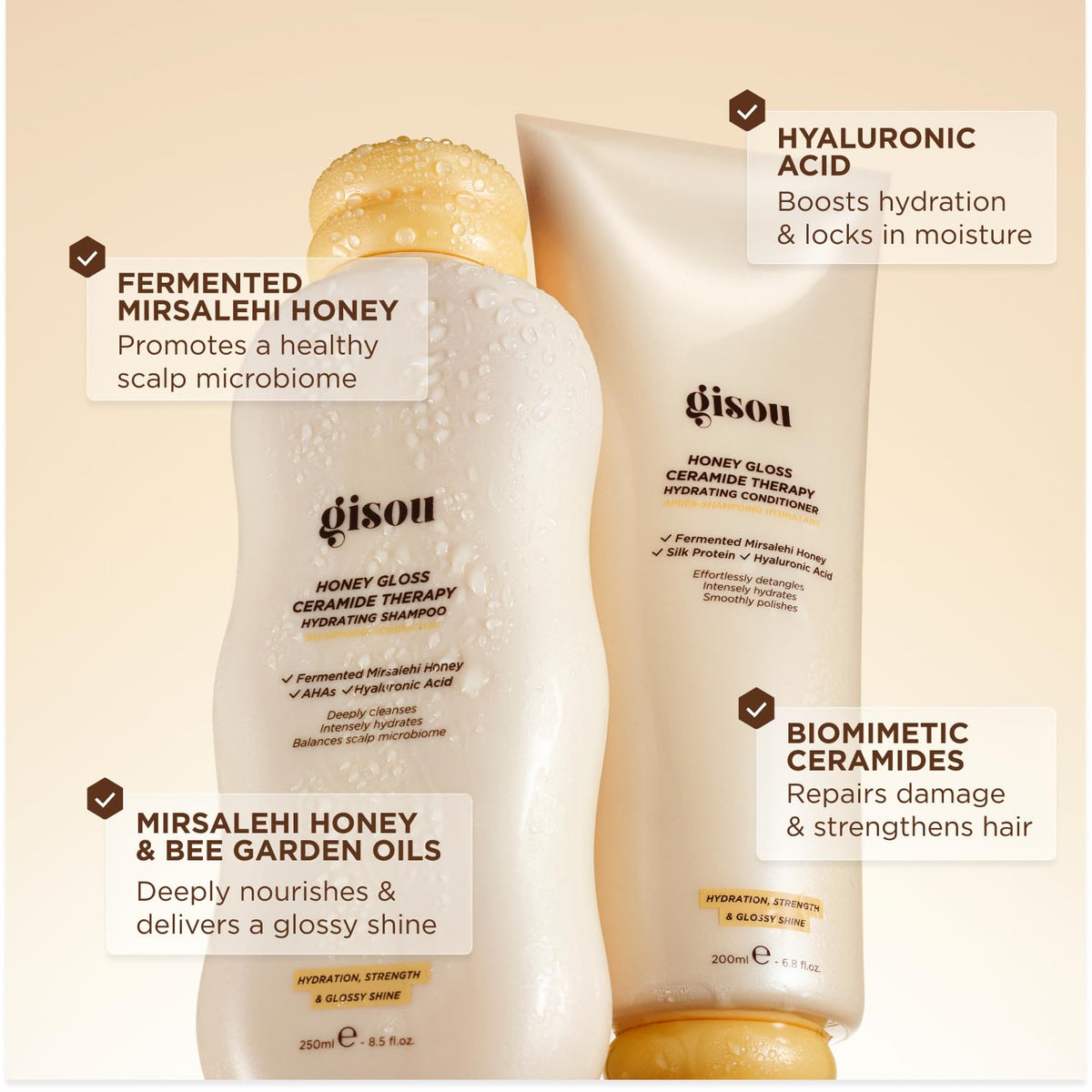 Gisou hair mask jar open displaying rich treatment for strength