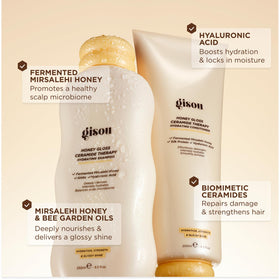Gisou hair mask jar open displaying rich treatment for strength