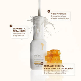 Gisou texture drop showing milky formula that hydrates without weighing hair