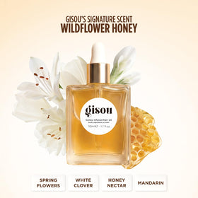 Gisou oil beside hair tools demonstrating heat protection benefit