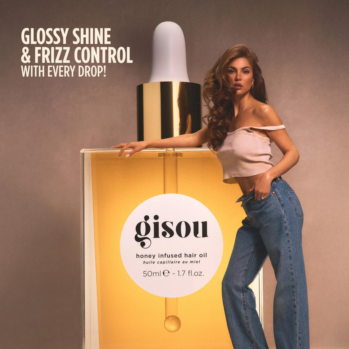 Gisou label highlighting Mirsalehi Honey and Bee Garden Oil benefits