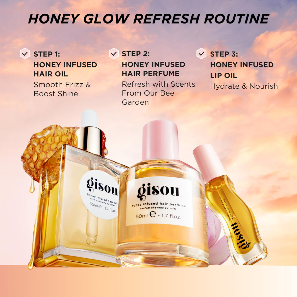 Gisou lip oil cap and label detail focusing on branding and premium finish benefit