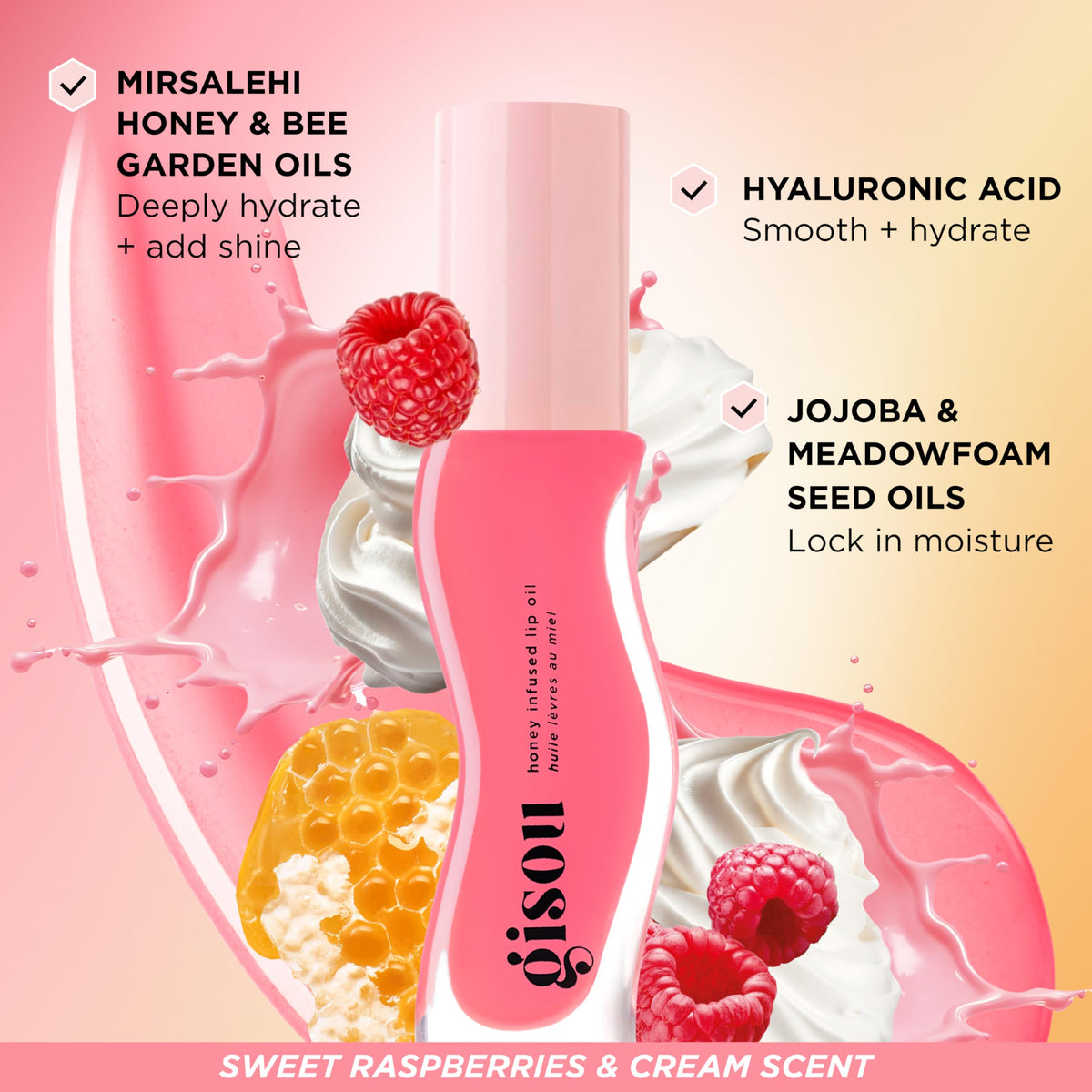 Gisou size comparison bottle in hand showing travel-friendly 0.27 fl oz