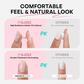 GJZEZ kit contents with glue, file, cuticle stick for quick application