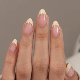 GJZEZ front packaging showing buttermilk French tip nails and benefits