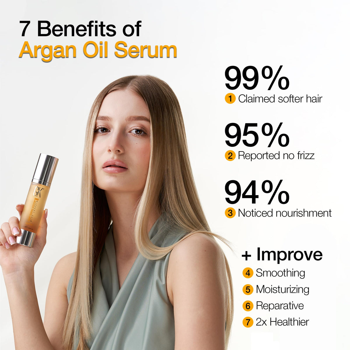 GK HAIR night routine scene with serum used before sleep to reduce frizz
