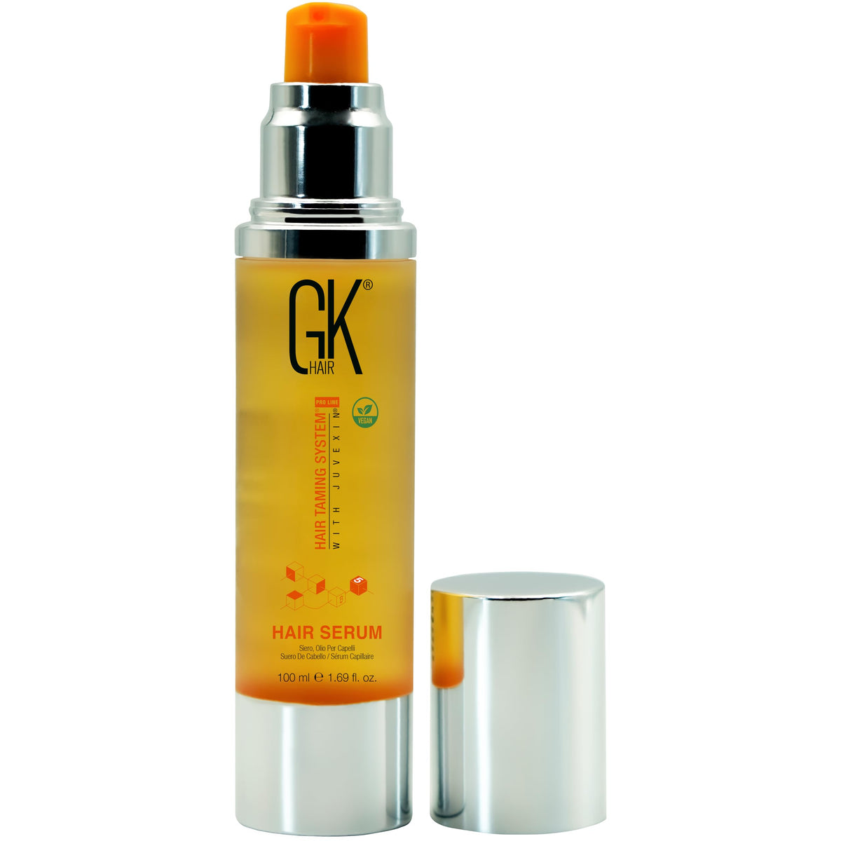 GK HAIR front bottle shot showing serum packaging and brand clarity