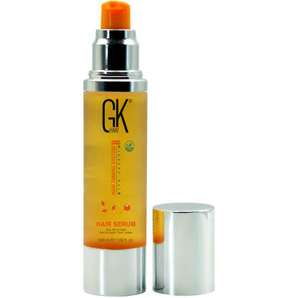 GK HAIR front bottle shot showing serum packaging and brand clarity