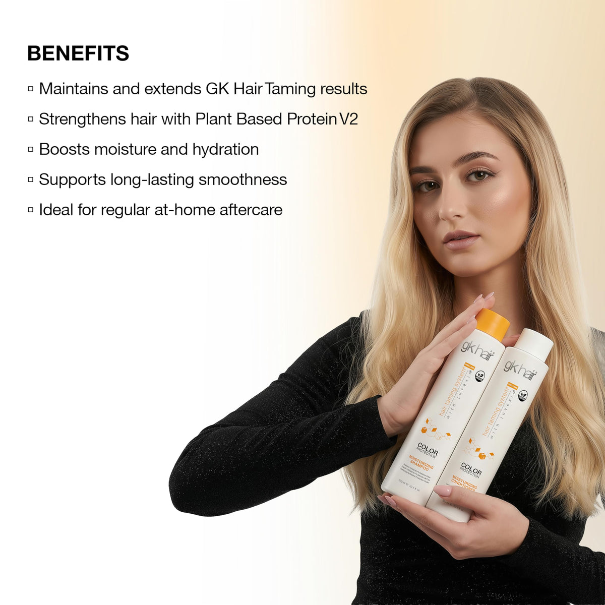 GK HAIR before and after smoothness comparison highlighting frizz control