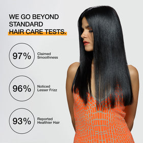 GK HAIR before and after split showing frizz reduction and shine