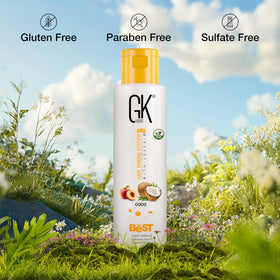GK HAIR flat-iron sealing step demonstrating long-lasting smoothing