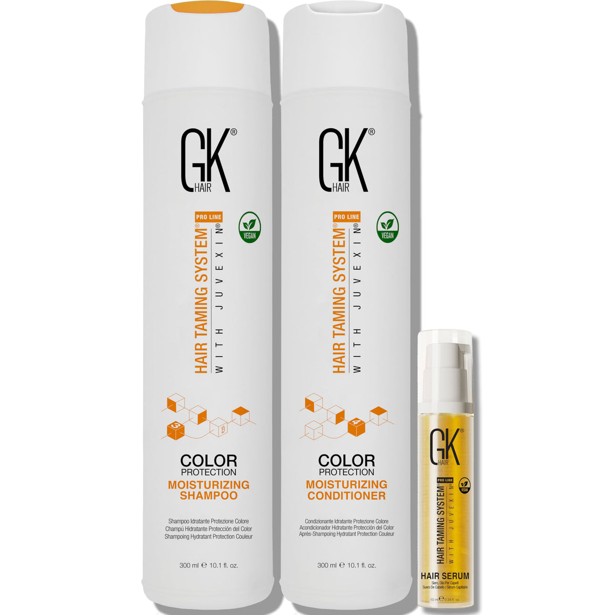 GK HAIR front packaging combo showing product set and benefits