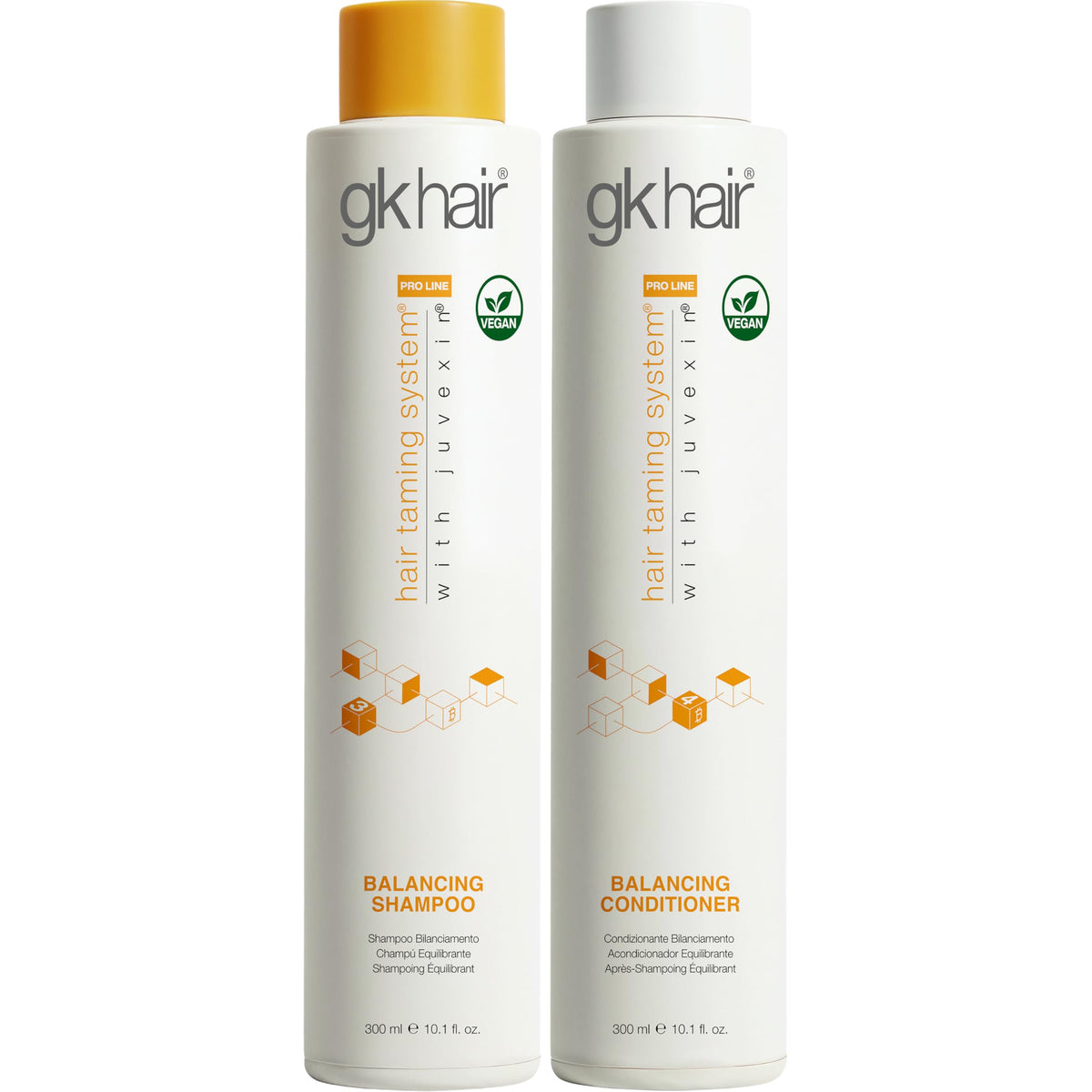 GK HAIR front packaging showing set and clear benefits