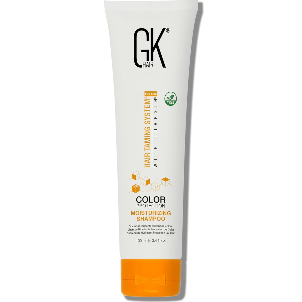 GK HAIR front packaging showing product and travel size benefit