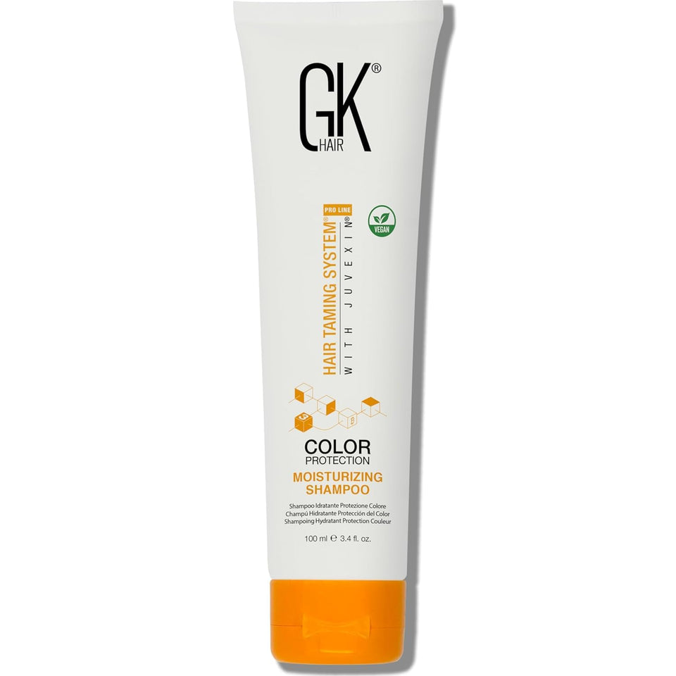 GK HAIR front packaging showing product and travel size benefit