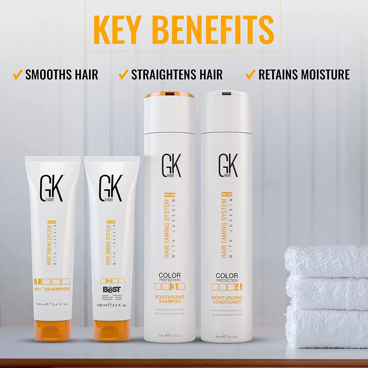 GK HAIR before and after hair strands showing reduced frizz and improved smoothness