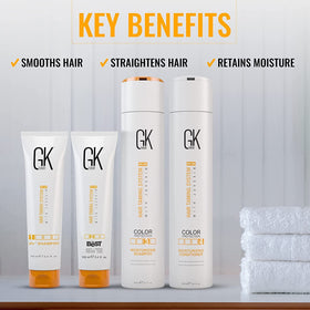 GK HAIR before and after hair strands showing reduced frizz and improved smoothness