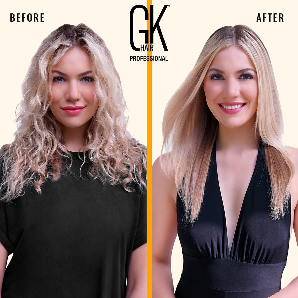 GK HAIR bottle label close-up highlighting product name and ingredients for clarity