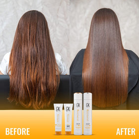 GK HAIR clarifying shampoo bottle to remove buildup and prep hair before treatment