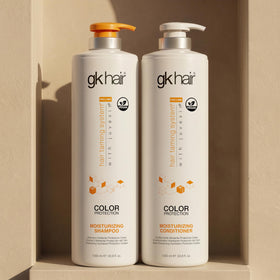 GK HAIR in-shower use with foam illustrating effective cleansing and color care benefit