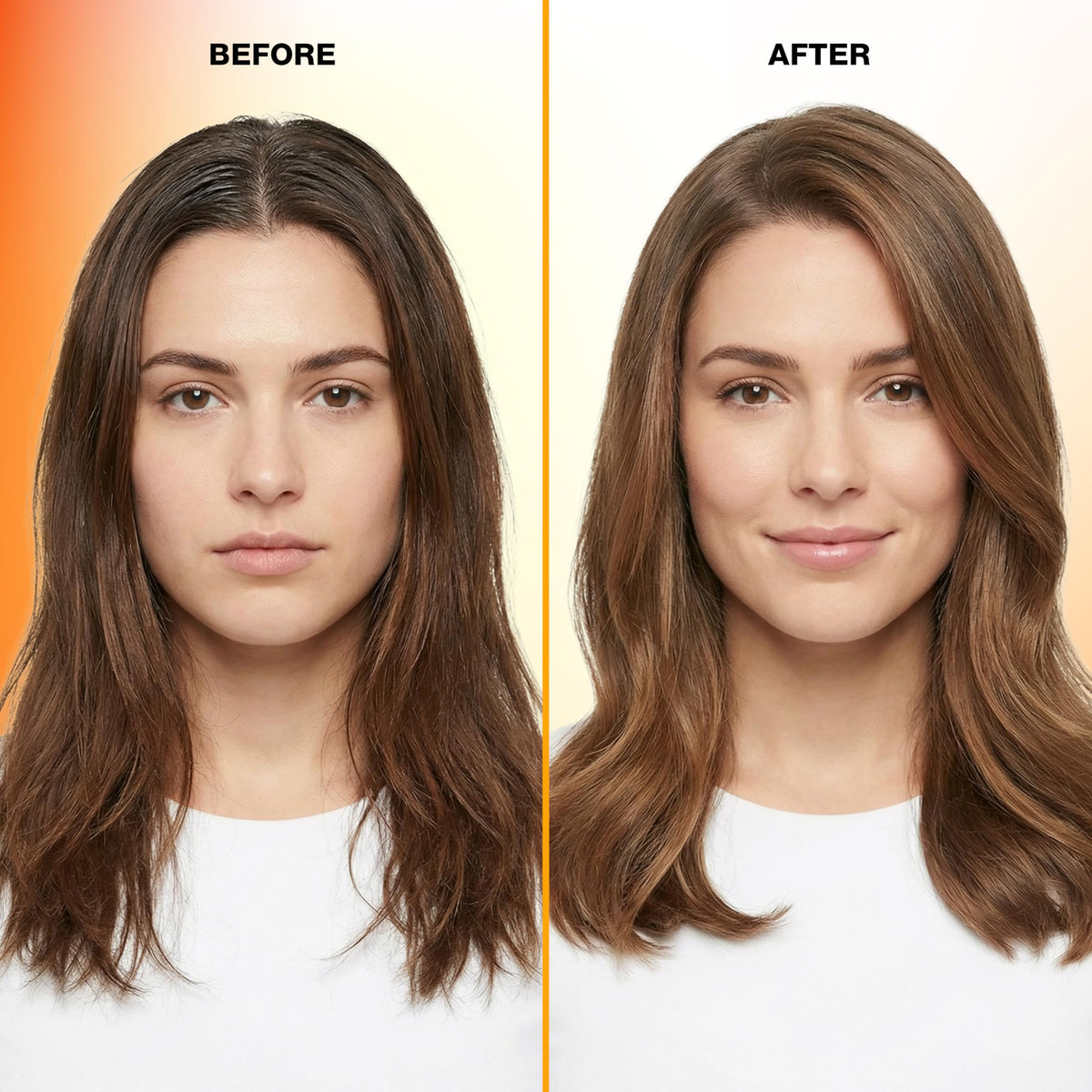 GK HAIR before and after drying showing reduced frizz and improved shine