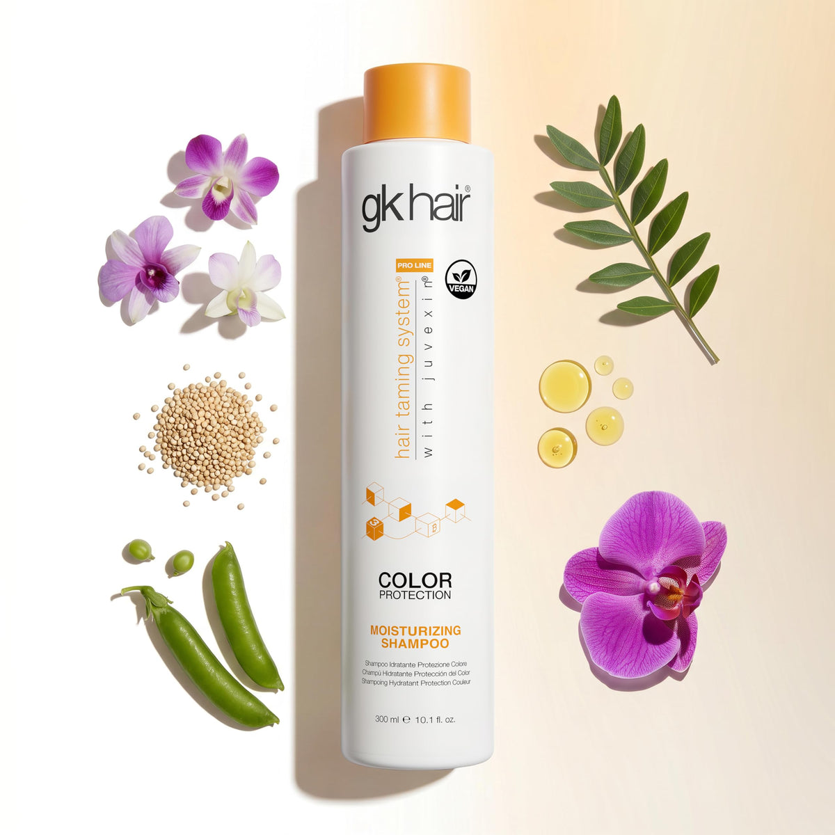 GK HAIR shampoo lather texture close-up showing creamy foam benefit