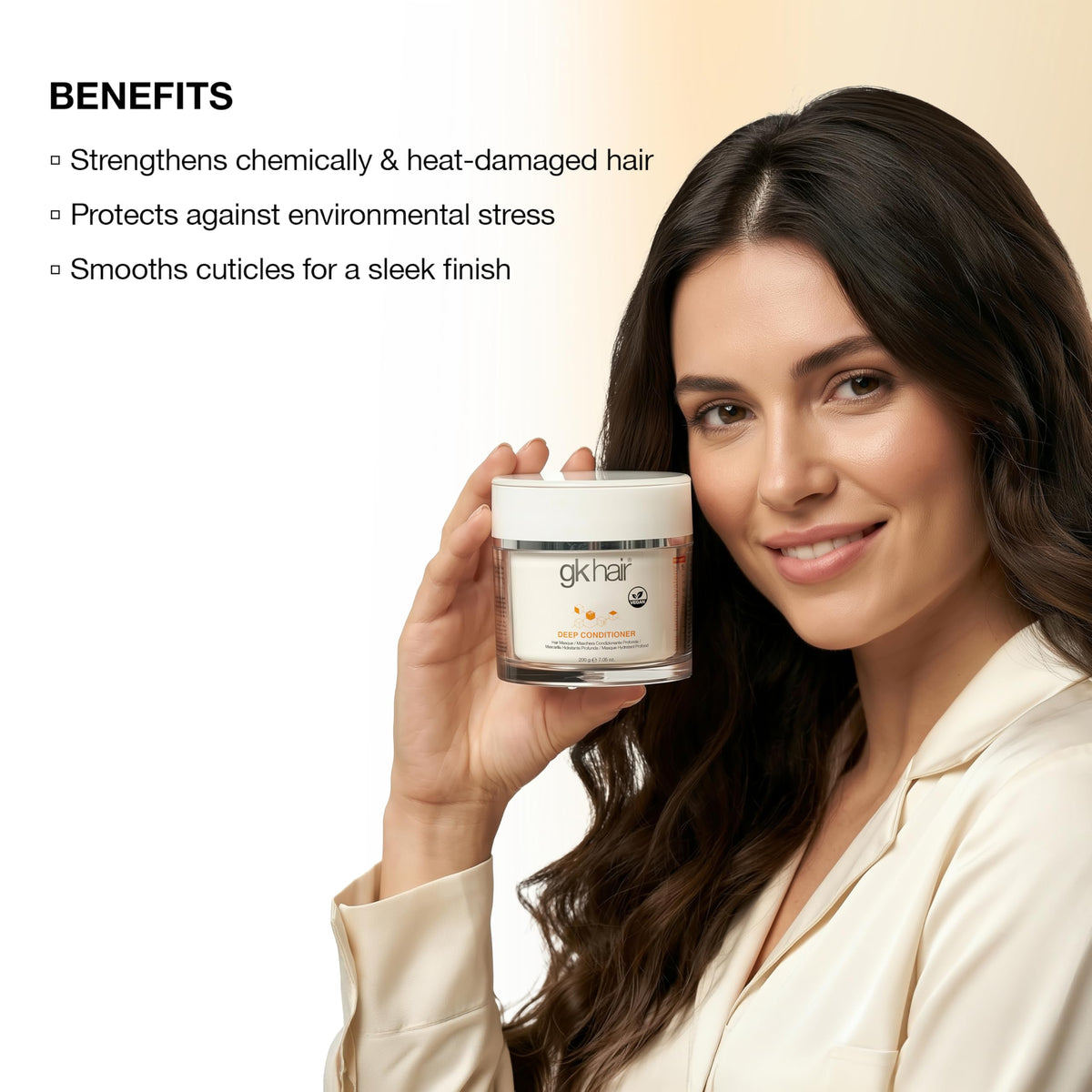 GK HAIR label closeup showing ingredients and usage directions