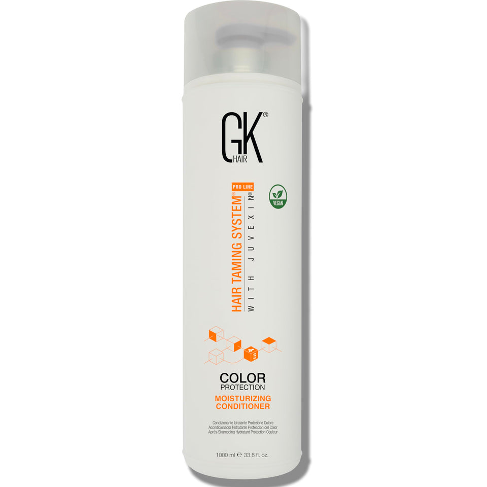 GK HAIR front packaging showing 33.8 oz bottle and product benefit