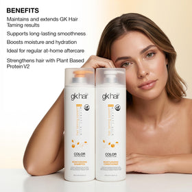 GK HAIR shampoo foam texture showing gentle lather and deep cleanse benefit