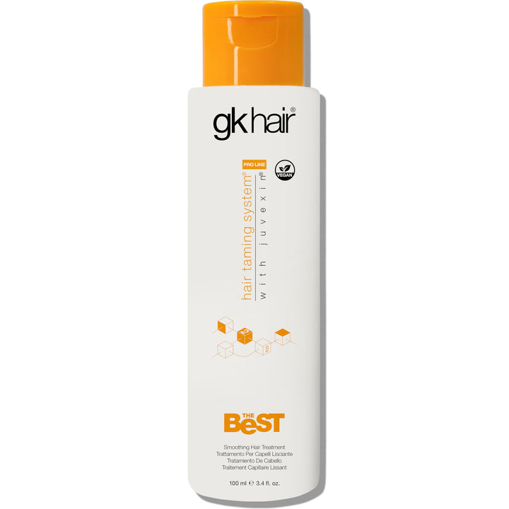 GK HAIR front packaging showing compact 3.4 oz for travel-friendly salon results