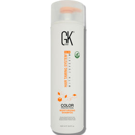 GK HAIR front bottle view showing keratin shampoo and moisturizing benefit