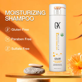 GK HAIR bottle next to common items showing 1L salon-size benefit