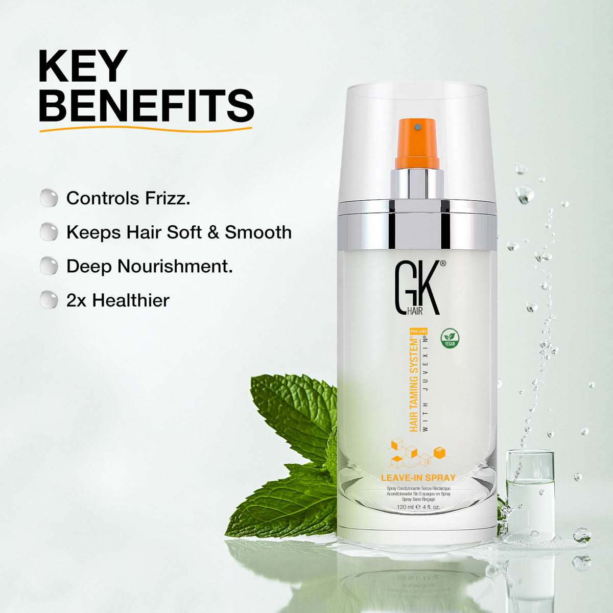 GK HAIR Juvexin and seed oils display highlighting nourishment benefit