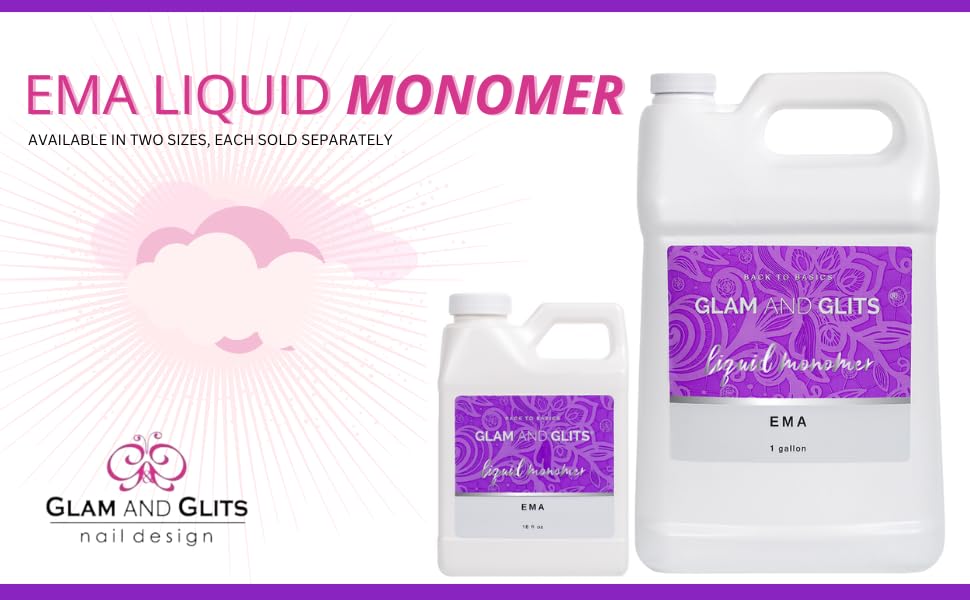 Glam and Glits monomer pouring into dappen dish demonstrating controlled flow benefit