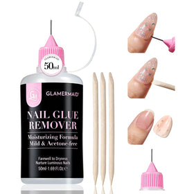 GLAMERMAID front packaging showing bottle and included sticks for easy removal